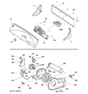 BACKSPLASH, BLOWER & DRIVE ASSEMBLY Diagram and Parts List for GLDS560GD2WW  General Electric Dryer