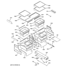 SHELVES & DRAWERS Diagram and Parts List for ZIC360NXCLH  General Electric Refrigerator