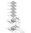 FREEZER SHELVES Diagram and Parts List for ZIS480NXC  General Electric Refrigerator