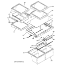 FRESH FOOD SHELVES Diagram and Parts List for GTS22KHPBRBB  General Electric Refrigerator