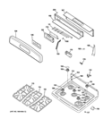 CONTROL PANEL & COOKTOP Diagram and Parts List for JGB400DEP3WW  General Electric Range
