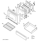 DOOR & DRAWER PARTS Diagram and Parts List for JGB400DEP3WW  General Electric Range