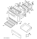 DOOR & DRAWER PARTS Diagram and Parts List for JGBP27DEM7WW  General Electric Range
