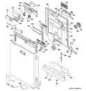 ESCUTCHEON & DOOR ASSEMBLY Diagram and Parts List for PDWT502V50II  General Electric Dishwasher