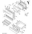 DOOR & DRAWER PARTS Diagram and Parts List for PGB910DET1CC  General Electric Range