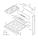 CONTROL PANEL & COOKTOP Diagram and Parts List for RGA724EK5WH  Hotpoint Range