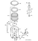 TUB, BASKET & AGITATOR Diagram and Parts List for GLWN2800D0WS  General Electric Washer