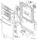 ESCUTCHEON & DOOR ASSEMBLY Diagram and Parts List for DDT575SMF0ES  General Electric Dishwasher