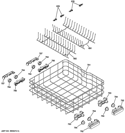 LOWER RACK ASSEMBLY Diagram and Parts List for DDT575SMF0ES  General Electric Dishwasher