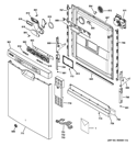 ESCUTCHEON & DOOR ASSEMBLY Diagram and Parts List for GDF570SGF0CC  General Electric Dishwasher