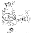 SUMP & MOTOR MECHANISM Diagram and Parts List for GDT720SGF0BB  General Electric Dishwasher