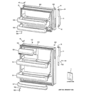 DOORS Diagram and Parts List for GTH18CCDERBB  General Electric Refrigerator