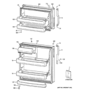 DOORS Diagram and Parts List for GTT18GBDCRWW  General Electric Refrigerator