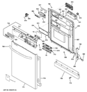 ESCUTCHEON & DOOR ASSEMBLY Diagram and Parts List for GDWT358V55ES  General Electric Dishwasher