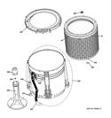 TUB, BASKET & AGITATOR Diagram and Parts List for GTUN275EM0WW  General Electric Washer Dryer Combo