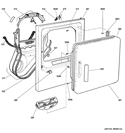 FRONT PANEL & DOOR Diagram and Parts List for GTDP490ED2WS  General Electric Dryer