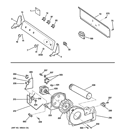 BACKSPLASH, BLOWER & DRIVE ASSEMBLY Diagram and Parts List for GLDP280ED2WS  General Electric Dryer