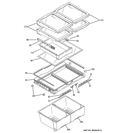 FRESH FOOD SHELVES Diagram and Parts List for GDSS0KCXFRSS  General Electric Refrigerator