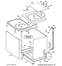 CABINET, COVER & FRONT PANEL Diagram and Parts List for GLWN2800D1WS  General Electric Washer