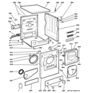 BACKSPLASH, CABINET & FRONT PANEL Diagram and Parts List for DSKP333EC2WW  General Electric Dryer