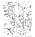 BACKSPLASH, CABINET & FRONT PANEL Diagram and Parts List for DSKS333EC2WW  General Electric Dryer