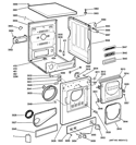 BACKSPLASH, CABINET & FRONT PANEL Diagram and Parts List for DSKS433EB3WW  General Electric Dryer