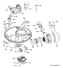 SUMP & MOTOR MECHANISM Diagram and Parts List for ADT521PGF2WS  General Electric Dishwasher