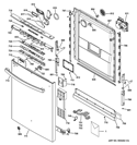 ESCUTCHEON & DOOR ASSEMBLY Diagram and Parts List for GDT550HSD2SS  General Electric Dishwasher