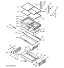FRESH FOOD SHELVES Diagram and Parts List for GNE26GSDDSS  General Electric Refrigerator