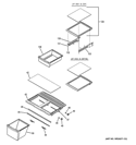 FRESH FOOD SHELVES Diagram and Parts List for GTH21GCEWW  General Electric Refrigerator