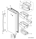 FRESH FOOD DOOR - RH Diagram and Parts List for PWE23KGDABB  General Electric Refrigerator