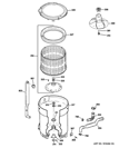 TUB, BASKET & AGITATOR Diagram and Parts List for GTAN5550D1WW  General Electric Washer