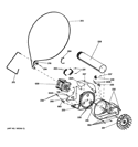 BLOWER & MOTOR Diagram and Parts List for GFDN110ED1WW  General Electric Dryer