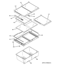 FRESH FOOD SHELVES Diagram and Parts List for GBE20ETEBRWW  General Electric Refrigerator