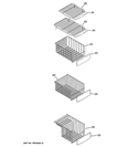 FREEZER SHELVES Diagram and Parts List for PSS23KSEBCSS  General Electric Refrigerator
