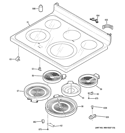 COOKTOP Diagram and Parts List for JB740SF1SS  General Electric Range