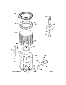 TUB PARTS Diagram and Parts List for 57731H5WW  General Electric Washer