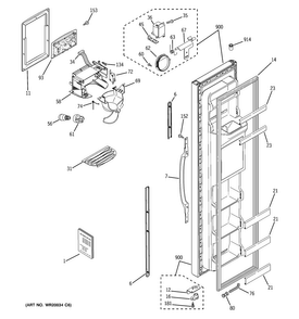 Freezer Door Diagram and Parts List for HSS22GFTCWW  Hotpoint Refrigerator