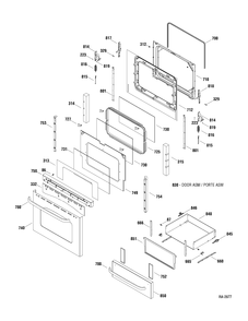 DOOR & DRAWER Diagram and Parts List for JCBP35SP1SS  General Electric Range