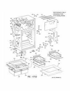 CABINET Diagram and Parts List for GTH18GBDR4WW  General Electric Refrigerator