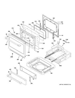 Door & Drawer Parts Diagram and Parts List for C2S986SEL2SS  General Electric Range