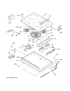 Control Panel And Cooktop Diagram and Parts List for JP3030TW2WW  General Electric Cooktop