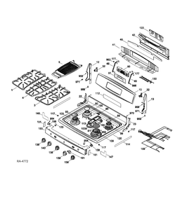 CONTROL PANEL & COOKTOP Diagram and Parts List for PCGB910DET2BB  General Electric Range