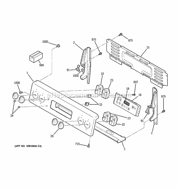 Control Panel Diagram and Parts List for JBS55DM6WW  General Electric Range