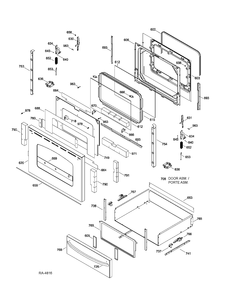 DOOR & DRAWER Diagram and Parts List for JCBP78SP2SS  General Electric Range