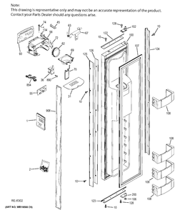 FZ DOOR Diagram and Parts List for ZISB360DHA  General Electric Refrigerator