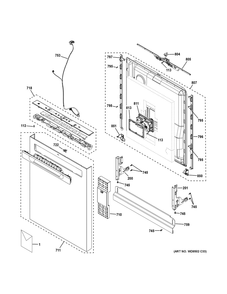Escutcheon And Door Assembly Diagram and Parts List for GDP670SGV0BB  General Electric Dishwasher