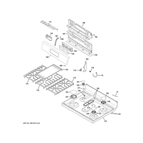Control Panel & Cooktop Diagram and Parts List for JGBS66EEK7ES  General Electric Range