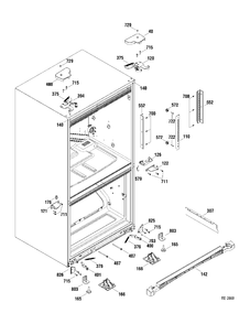 HINGE PARTS Diagram and Parts List for PFRS5NBWASS  General Electric Refrigerator