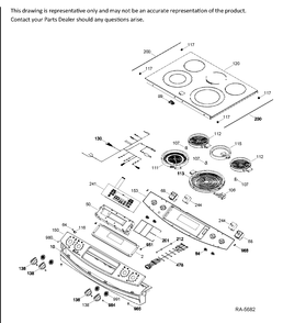 CONTROL PANEL & COOKTOP Diagram and Parts List for JCS860EF1ES  General Electric Range